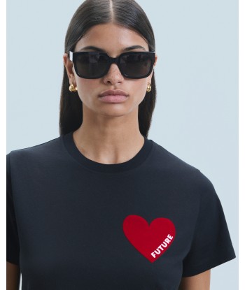 T-shirt Col Rond Coeur (H24 / FEMME / Noir) du meilleur 