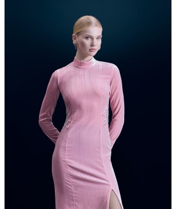 Robe Longue Manche Longue Velours Crinkle (H24 / FEMME / Crystal Pink) Profitez des Offres !