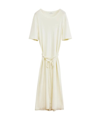 LEMAIRE - BELTED RIB T-SHIRT DRESS LEMON GLAZE en stock